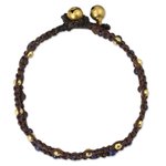 Lapis lazuli braided bracelet, 'Blue Boho Chic' - Brass Bracelet Lapis Lazuli Braided Jewelry