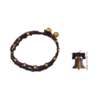 Lapis lazuli braided bracelet, 'Blue Boho Chic' - Brass Bracelet Lapis Lazuli Braided Jewellery