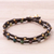 Brass braided bracelet, 'Green Boho Chic' - Brass Bracelet Green Brown Gems Braided Jewelry thumbail