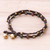 Brass braided bracelet, 'Green Boho Chic' - Brass Bracelet Green Brown Gems Braided Jewelry (image 2c) thumbail