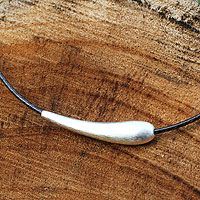 Sterling silver pendant necklace, 'Satin Droplet'