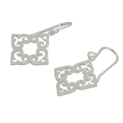 Sterling silver dangle earrings, 'Kaleidoscope Hearts' - Handcrafted Sterling Silver Dangle Earrings