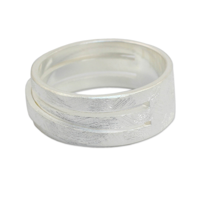 Sterling silver band ring, 'Illusions' - Band Ring Sterling Silver Thai Jewelry