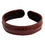 Men's leather cuff bracelet, 'Solar Soul' - Brown Leather Cuff Bracelet for Men Hand-crafted in Thailand