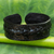 Men's leather cuff bracelet, 'Midnight Warrior' - Fair Trade Black Leather Cuff Bracelet for Men (image 2) thumbail