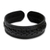 Men's leather cuff bracelet, 'Midnight Warrior' - Fair Trade Black Leather Cuff Bracelet for Men (image 2a) thumbail