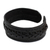 Men's leather cuff bracelet, 'Midnight Warrior' - Fair Trade Black Leather Cuff Bracelet for Men (image 2b) thumbail