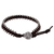 Leather wristband bracelet, 'Peace Horizons' - Leather and Silver Wristband Hill Tribe Charm (image 2b) thumbail