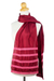 Schal aus Seidenmischung - Schal aus bordeauxroter Seidenmischung mit rosa Spitzenbesatz