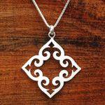 Sterling silver pendant necklace, 'Kaleidoscope Heart' - Fair Trade Sterling Silver Necklace