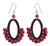 Garnet dangle earrings, 'Flirty Rose' - Crocheted Gemstone Earrings