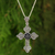 Onyx and marcasite pendant necklace, 'Cathedral Cross' - Handcrafted Silver Cross Necklace with Onyx and Marcasite (image 2) thumbail