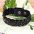 Men's braided leather bracelet, 'Midnight Paths' - Men's Artisan Crafted Braided Leather  Bracelet (image 2) thumbail