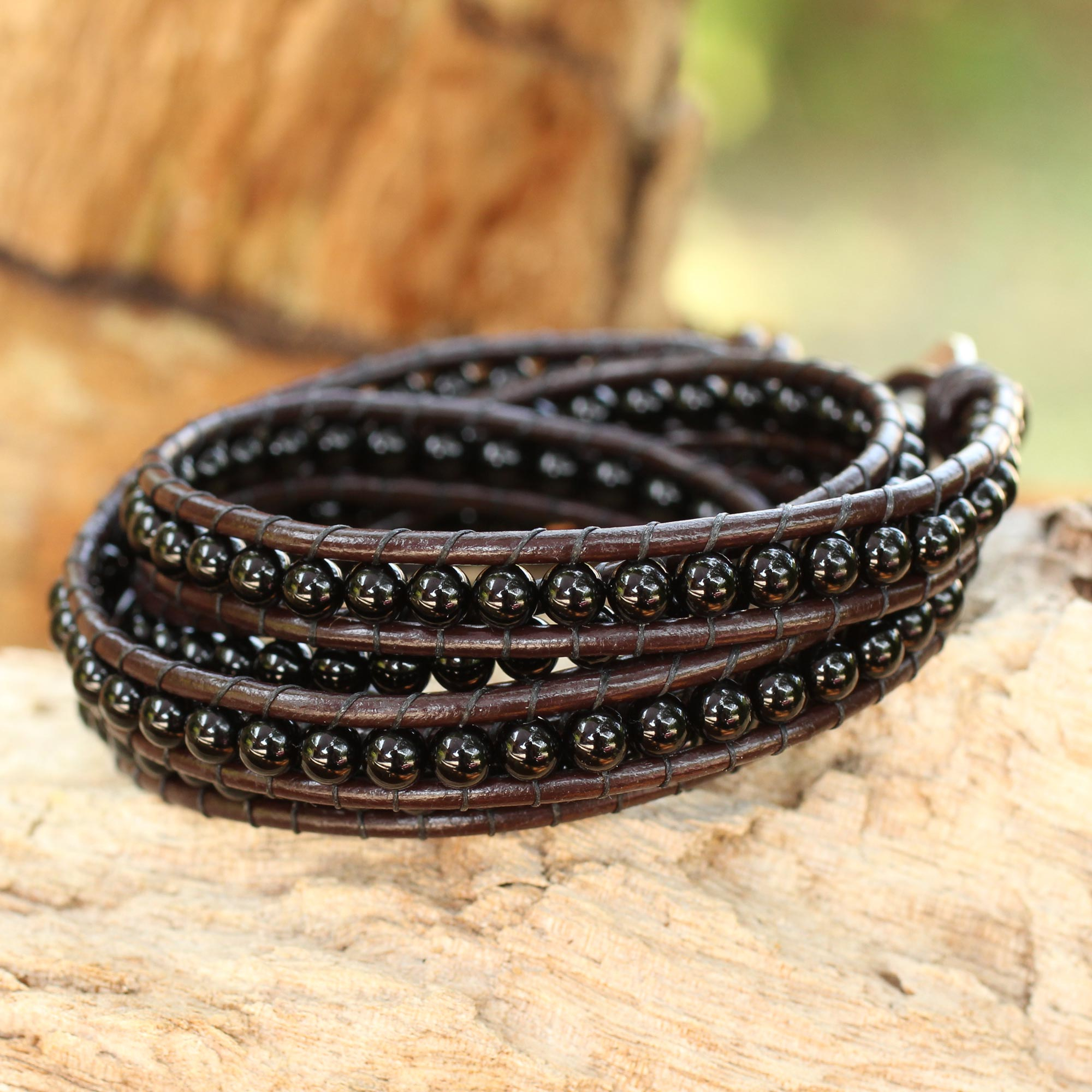 Cinnamon Brown Leather Braided Bracelet from Thailand - Cinnamon Braid