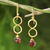 Gold plated garnet earrings, 'Red Infinity' - 24k Gold Plated Garnet Dangle Earrings thumbail