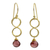 Gold plated garnet earrings, 'Red Infinity' - 24k Gold Plated Garnet Dangle Earrings thumbail