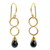 Vergoldete Onyx-Ohrringe - 24 Karat vergoldete schwarze Onyx-Ohrringe
