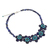 Lapis lazuli and cultured pearl flower necklace, 'Daisy Ocean' - Lapis Lazuli Grey Pearls and Turquoise coloured Necklace (image 2b) thumbail