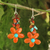 Carnelian and unakite flower earrings, 'Sunny Blooms' - Carnelian Handcrafted Earrings (image 2) thumbail