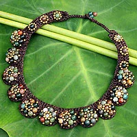 Agate beaded necklace, 'Daisy Melody'