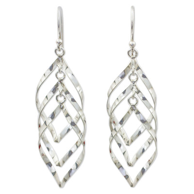 Sterling silver dangle earrings, 'Leaf Cluster' - Handmade Thai Sterling Silver Dangle Earrings