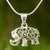 Sterling silver pendant necklace, 'Filigree Elephant' - Thai Elephant Necklace