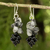 Tourmalinated quartz and onyx cluster earrings, 'Heavenly Gift' - Handmade Gemstone Cluster Earrings (image 2) thumbail