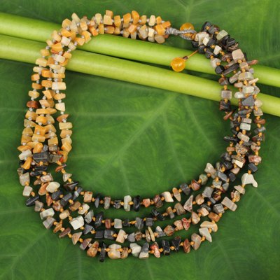Beaded necklace, 'Rivers of Sun' - Handcrafted Jasper Necklace Thai Beaded Jewelry