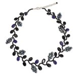 Cultured pearl and onyx beaded necklace, 'Sweet Gray Ivy' - Artisan Jewellery Pearl and Gems Necklace