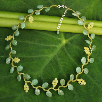 Aventurine and serpentine beaded necklace, 'Sweet Yellow Ivy' - Fair Trade Beaded Ornament Necklace