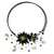 Onyx and cultured pearl flower necklace, 'Black Sonata' - Handcrafted Onyx and Pearl Choker Necklace