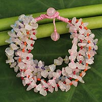Rose Quartz Bracelet Handcrafted Jewelry,'Pink Flow'