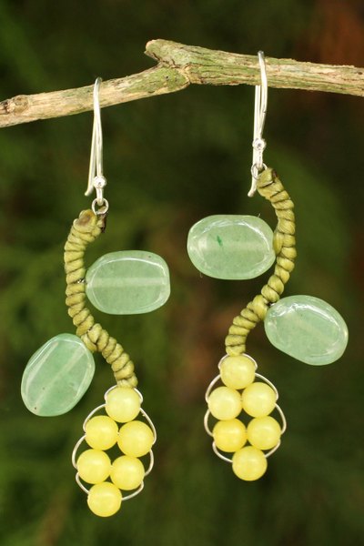 Aventurine and serpentine beaded earrings, 'Sweet Yellow Ivy' - Artisan Crafted Earrings Beaded Jewelry