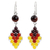 Carnelian and garnet dangle earrings, 'Seasonal Bloom' - Thai Carnelian and Yellow Quartz Earrings with Garnet