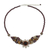 Garnet and smoky quartz pendant necklace, 'Floral Solitaire' - Beaded Garnet and Tiger's Eye Flower Necklace