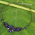 Lapis lazuli and garnet pendant necklace, 'Floral Solitaire' - Beaded Smoky Quartz and Lapis Lazuli Flower Necklace thumbail