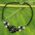 Quartz and cultured pearl beaded pendant necklace, 'Floral Solitaire' - Beaded Onyx and Quartz Flower Necklace thumbail