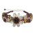 Garnet and smoky quartz beaded bracelet, 'Floral Solitaire' - Beaded Garnet and Tiger's Eye Flower Bracelet thumbail