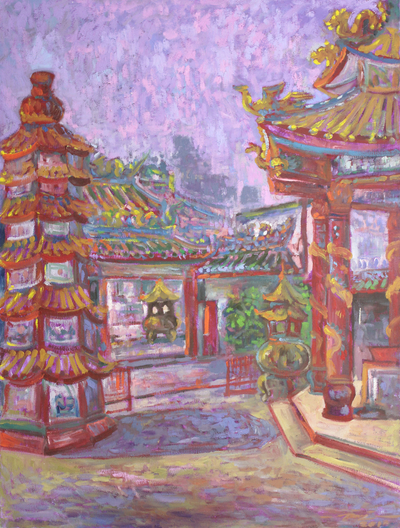 'Pung Tao Kong' - Chinese Thai Temple Signed Fine Art