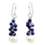 Lapis lazuli and cultured pearl cluster earrings, 'Blue Sonata' - Handmade Cultured Pearl and Lapis Lazuli Cluster Earrings thumbail