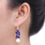 Lapis lazuli and cultured pearl cluster earrings, 'Blue Sonata' - Handmade Cultured Pearl and Lapis Lazuli Cluster Earrings (image 2c) thumbail