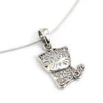 Sterling silver pendant necklace, 'Filigree Kitten' - Thai Filigree Sterling Silver Necklace