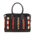 Leather accent cotton handbag, 'Naga Midnight' - Leather Accent Tribal Cotton Shoulder Bag (image 2a) thumbail