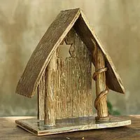 Ceramic statuette, 'Nativity Cottage II' - Fair Trade Nativity Scene Ceramic Sculpture 