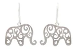 Sterling silver dangle earrings, 'Elephant Arabesque' - Handcrafted Sterling Silver Thai Elephant Earrings