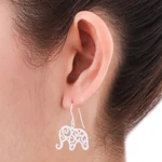 Sterling silver dangle earrings, 'Elephant Arabesque' - Handcrafted Sterling Silver Thai Elephant Earrings