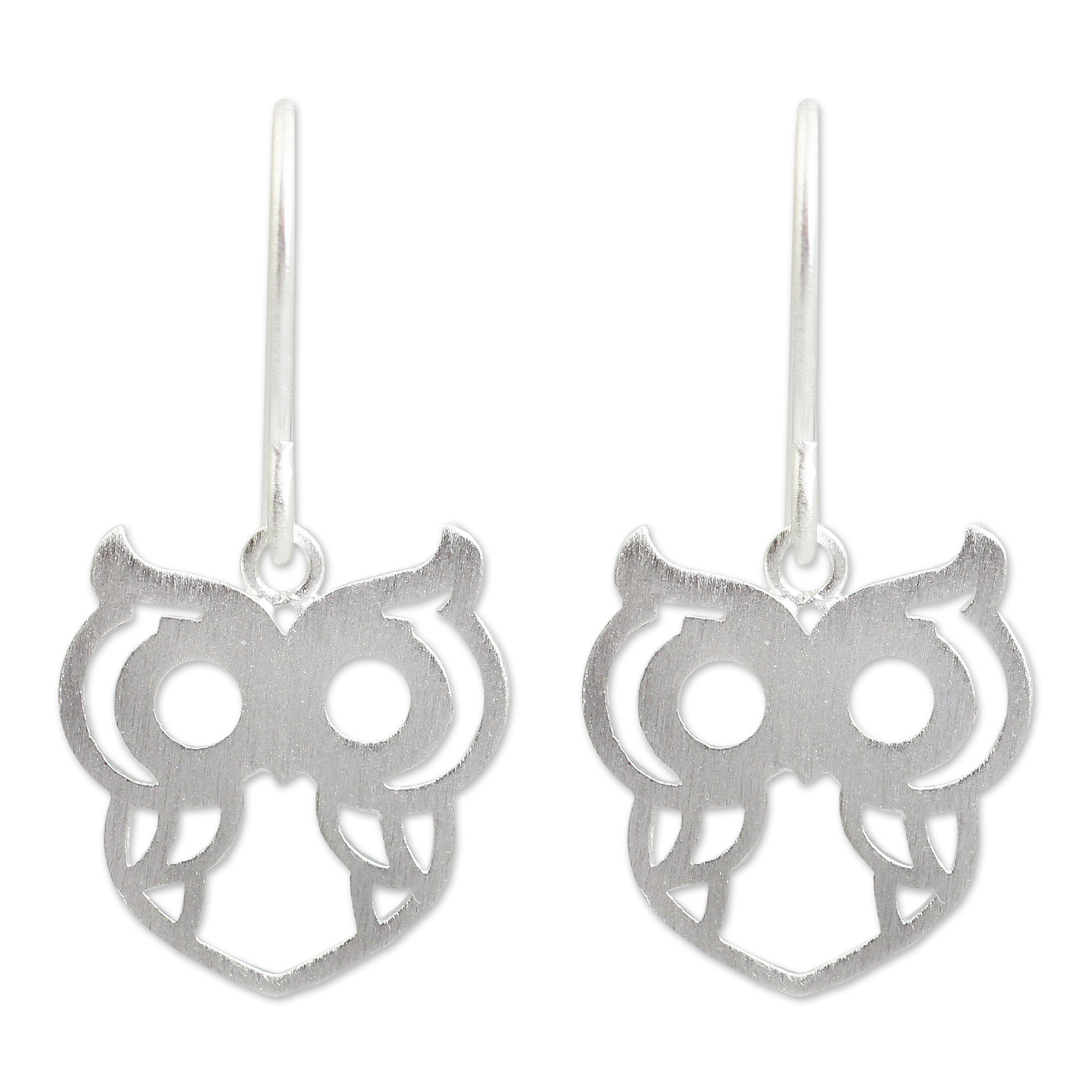 Artisan Crafted Silver Owl Earrings - Perky Owl | NOVICA