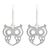 Sterling silver dangle earrings, 'Perky Owl' - Artisan Crafted Silver Owl Earrings (image 2a) thumbail