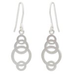 Sterling silver dangle earrings, 'Circle Dance' - Artisan Crafted Silver Geometric Earrings