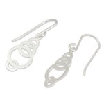 Sterling silver dangle earrings, 'Circle Dance' - Artisan Crafted Silver Geometric Earrings
